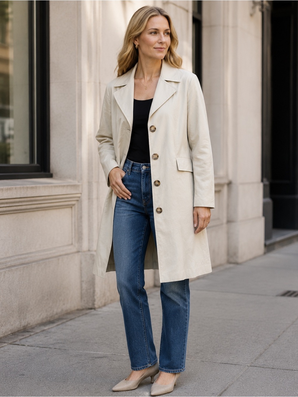 MICHAEL Michael Kors Ivory Single-Breasted Trench Coat S